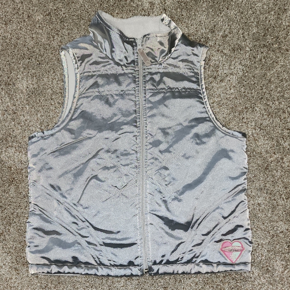 Shiny Silver Vest with Heart Detail